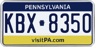 PA license plate KBX8350