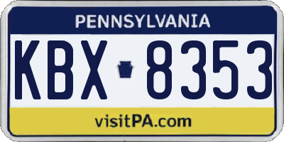 PA license plate KBX8353