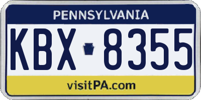 PA license plate KBX8355