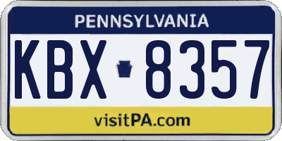 PA license plate KBX8357