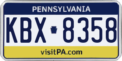 PA license plate KBX8358
