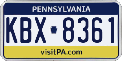 PA license plate KBX8361