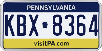 PA license plate KBX8364