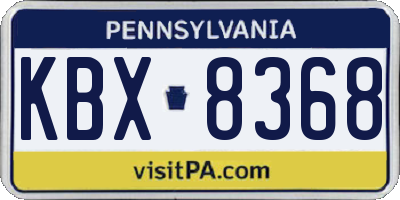 PA license plate KBX8368