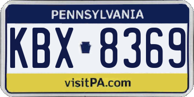 PA license plate KBX8369