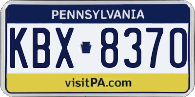PA license plate KBX8370