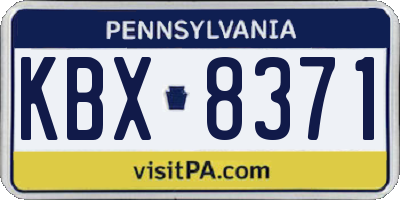 PA license plate KBX8371