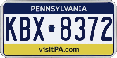 PA license plate KBX8372