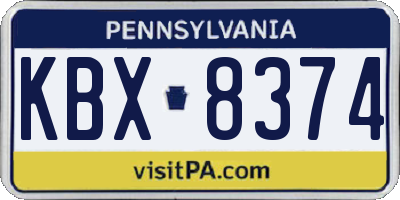 PA license plate KBX8374