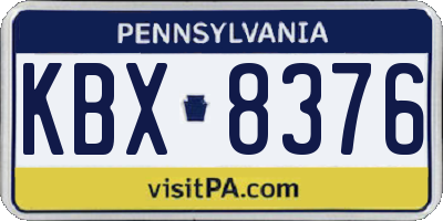 PA license plate KBX8376