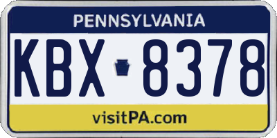 PA license plate KBX8378