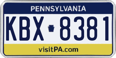 PA license plate KBX8381