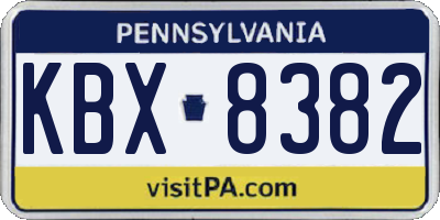 PA license plate KBX8382