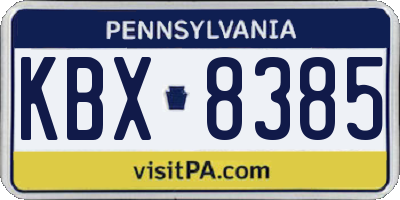PA license plate KBX8385