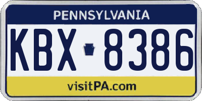 PA license plate KBX8386