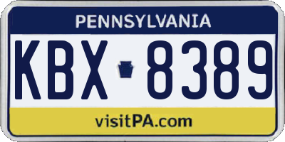 PA license plate KBX8389