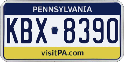 PA license plate KBX8390