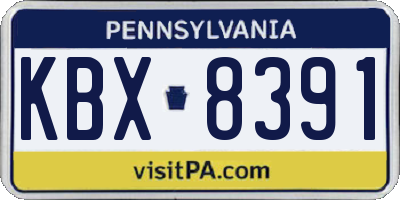 PA license plate KBX8391
