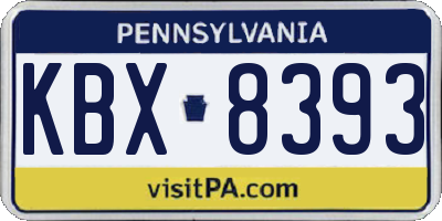PA license plate KBX8393