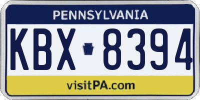 PA license plate KBX8394