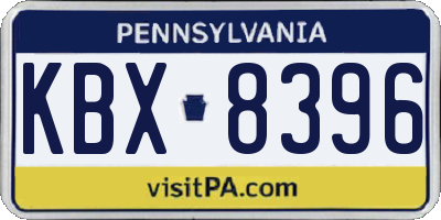 PA license plate KBX8396