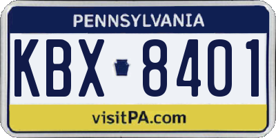 PA license plate KBX8401