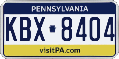 PA license plate KBX8404