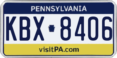 PA license plate KBX8406
