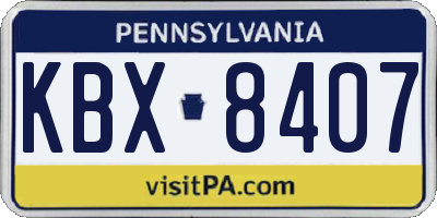 PA license plate KBX8407