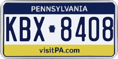 PA license plate KBX8408