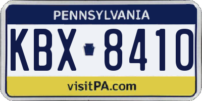 PA license plate KBX8410