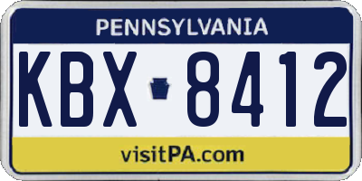 PA license plate KBX8412