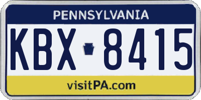 PA license plate KBX8415