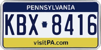 PA license plate KBX8416