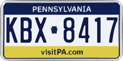 PA license plate KBX8417