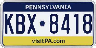PA license plate KBX8418
