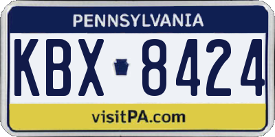 PA license plate KBX8424