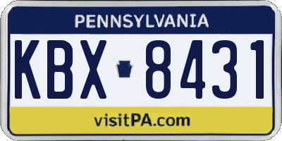 PA license plate KBX8431