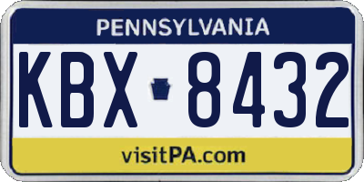 PA license plate KBX8432