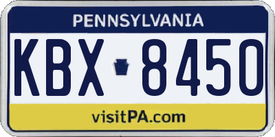 PA license plate KBX8450