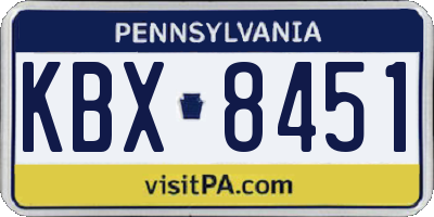 PA license plate KBX8451