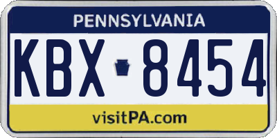 PA license plate KBX8454