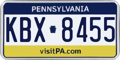 PA license plate KBX8455