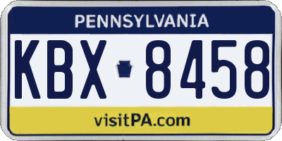 PA license plate KBX8458
