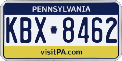 PA license plate KBX8462