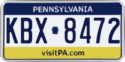 PA license plate KBX8472