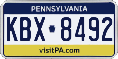 PA license plate KBX8492