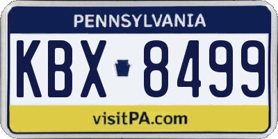 PA license plate KBX8499