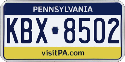 PA license plate KBX8502