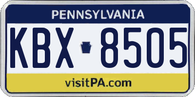 PA license plate KBX8505